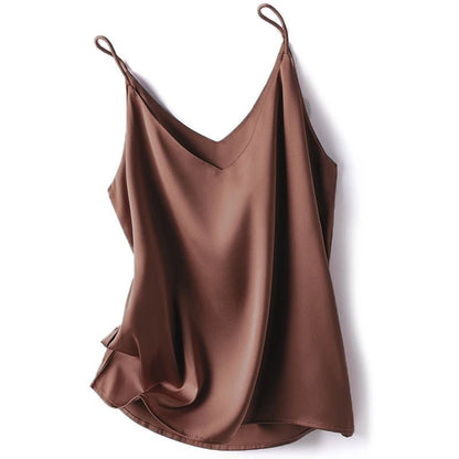 2024 Summer Camisole Slim Vest Sexy Women Sleeveless V - Neck Gray Tee Tank Tops. - LUCKY COLLECTION