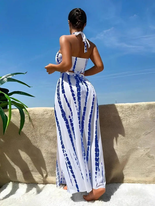 3 Pieces Halter Bikini 2025 Swimsuit Women & Beach Skirt Swimwear. - LUCKY COLLECTION