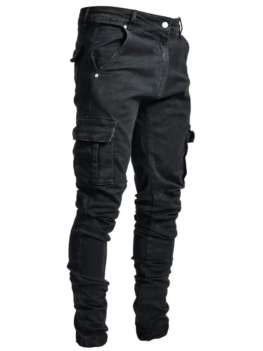 Multi - Pocket Cargo Jeans – Stylish Elastic Denim for Everyday Comfort - LUCKY COLLECTION