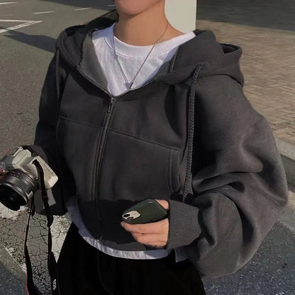 Cropped Fleece - Lined Hoodie – Cozy Yet Stylish - LUCKY COLLECTION