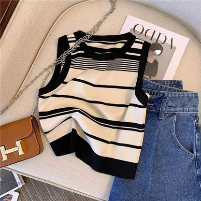 Striped Knit Sleeveless Tank – A Versatile Layer - LUCKY COLLECTION
