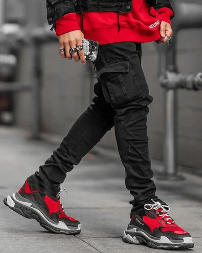 Multi - Pocket Cargo Jeans – Stylish Elastic Denim for Everyday Comfort - LUCKY COLLECTION