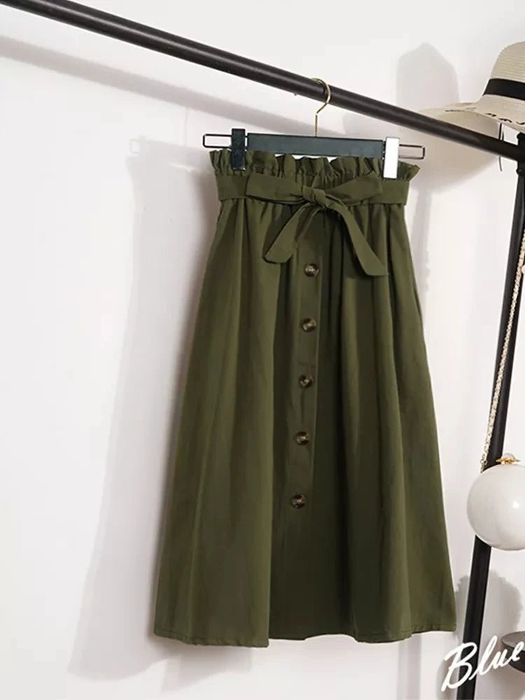 Elegant Pleated High - Waist Midi Skirt – Versatile & Chic - LUCKY COLLECTION