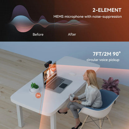 V11 2K Webcam for PC, 1080P 60FPS FHD 90° Web Camera with Microphone&Privacy Cover,USB Plug&Play for Mac/Laptop/Desktop/Computer - LUCKY COLLECTION