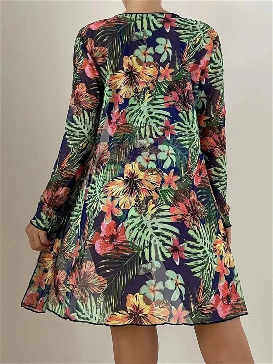 Sexy 3 Piece Bikini Set 2023 Women Cover Up Swimwear Female Tropical Printed Swimsuit. - LUCKY COLLECTION