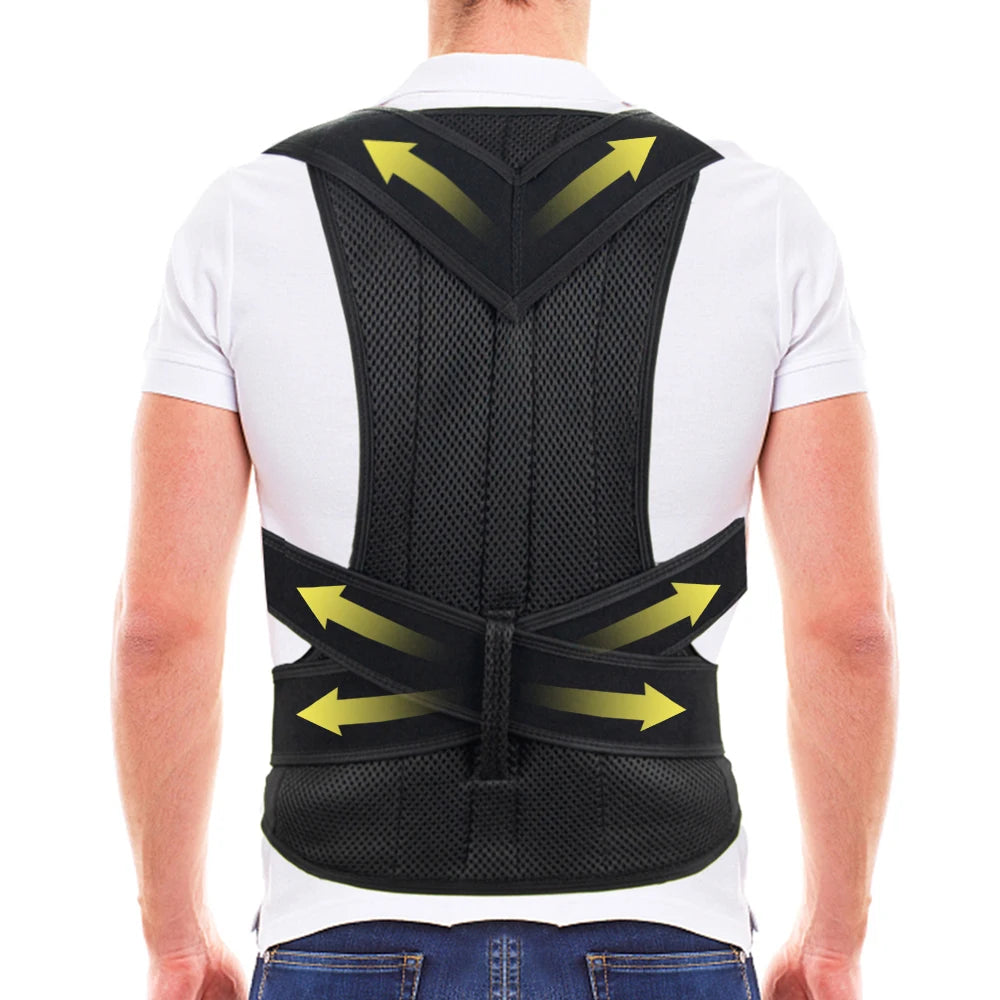 Back Brace Posture Corrector for Women & Men, Adjustable Back Lumbar Support Belt Shoulder Posture Support for Improve Scoliosis - LUCKY COLLECTION