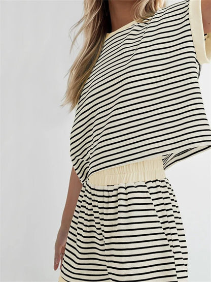Striped Knitted Shorts Set – Perfect Summer Streetwear - LUCKY COLLECTION