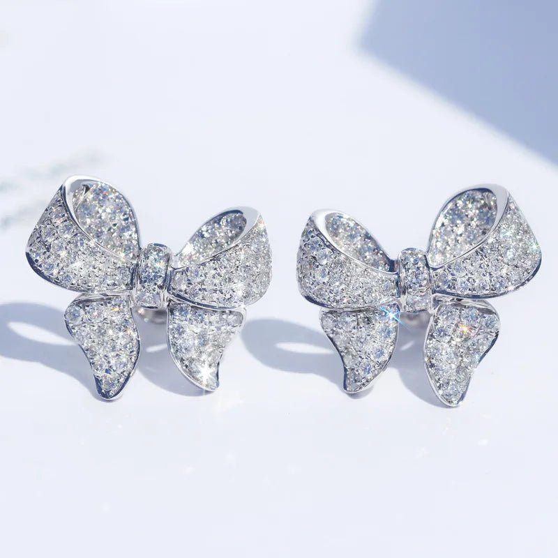 Romantic Bowknot Women Stud Earrings Full Paved Shiny Crystal Zircon Delicate Girl Accessories. - LUCKY COLLECTION