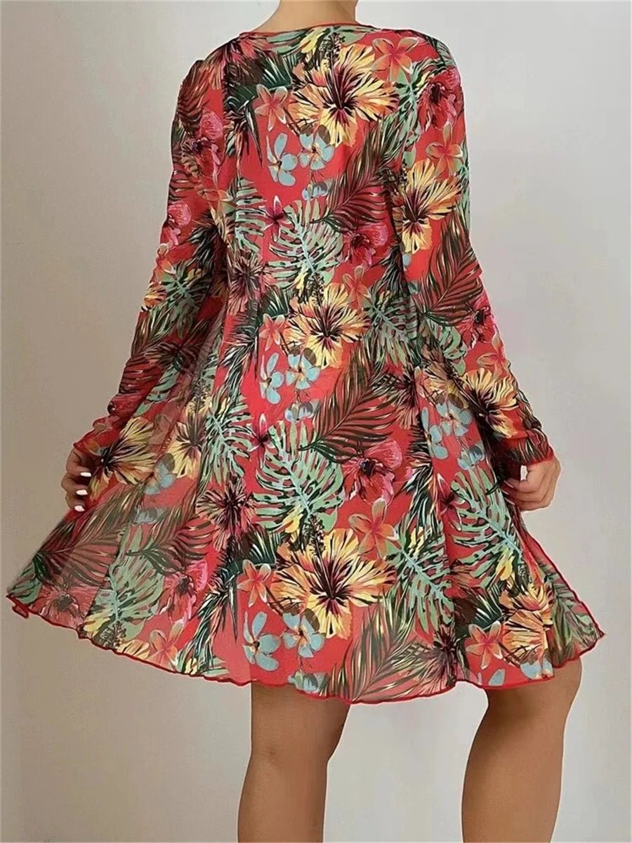 Sexy 3 Piece Bikini Set 2023 Women Cover Up Swimwear Female Tropical Printed Swimsuit. - LUCKY COLLECTION