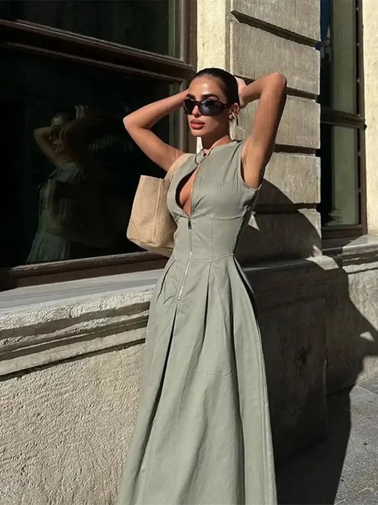 High - Street Sleeveless A - Line Dress – Trendy & Chic - LUCKY COLLECTION