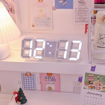3D LED Digital Alarm Clock Wall Clock Times Date Temperature Suitable for Home Kitchen Clock Decoration Clocks Decor Garden - LUCKY COLLECTION