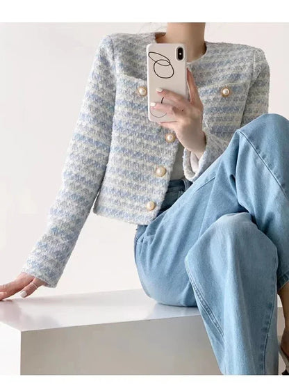 Elegant Tweed Short Coat – Parisian Chic in a Jacket - LUCKY COLLECTION
