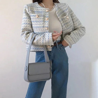 Elegant Tweed Short Coat – Parisian Chic in a Jacket - LUCKY COLLECTION