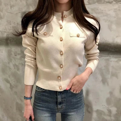 AOSSVIAO Korean Slim Chic Knitted Cardigan – Autumn/Winter 2025 Collection - LUCKY COLLECTION