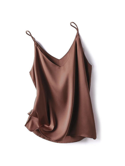 2024 Summer Camisole Slim Vest Sexy Women Sleeveless V - Neck Gray Tee Tank Tops. - LUCKY COLLECTION