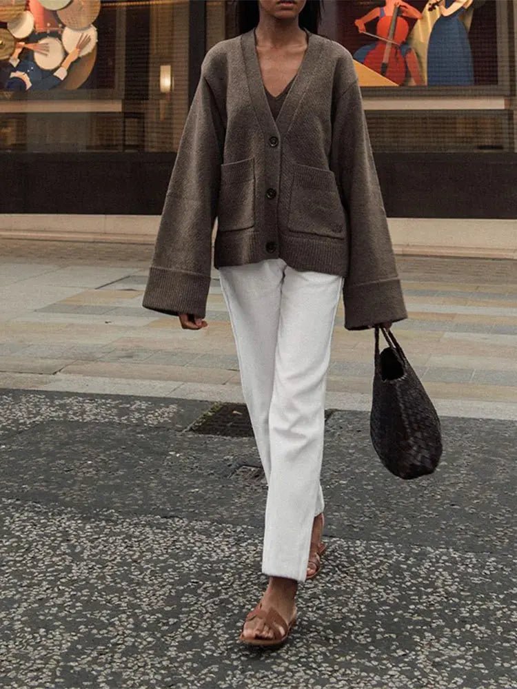 Classic V - Neck Pocket Cardigan – A Timeless Essential - LUCKY COLLECTION