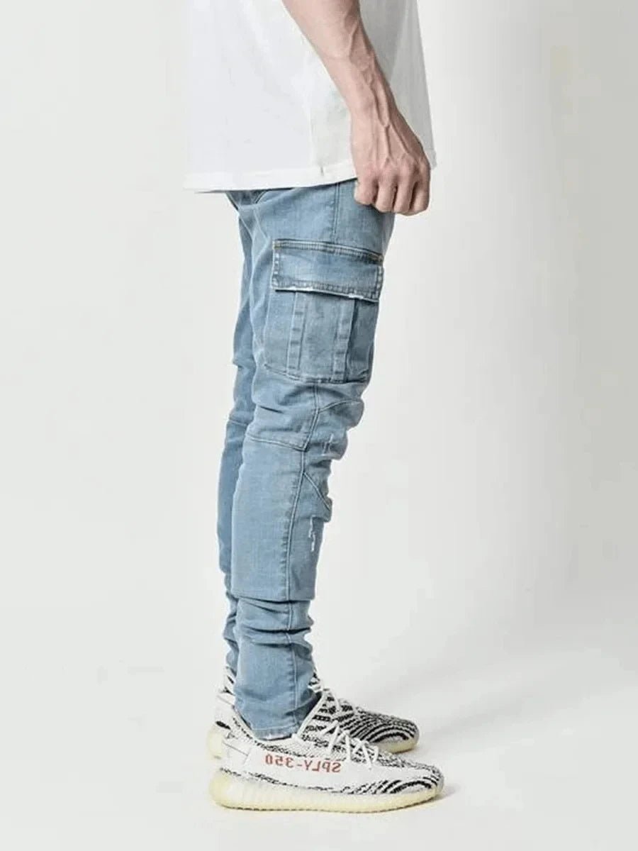 Multi - Pocket Cargo Jeans – Stylish Elastic Denim for Everyday Comfort - LUCKY COLLECTION
