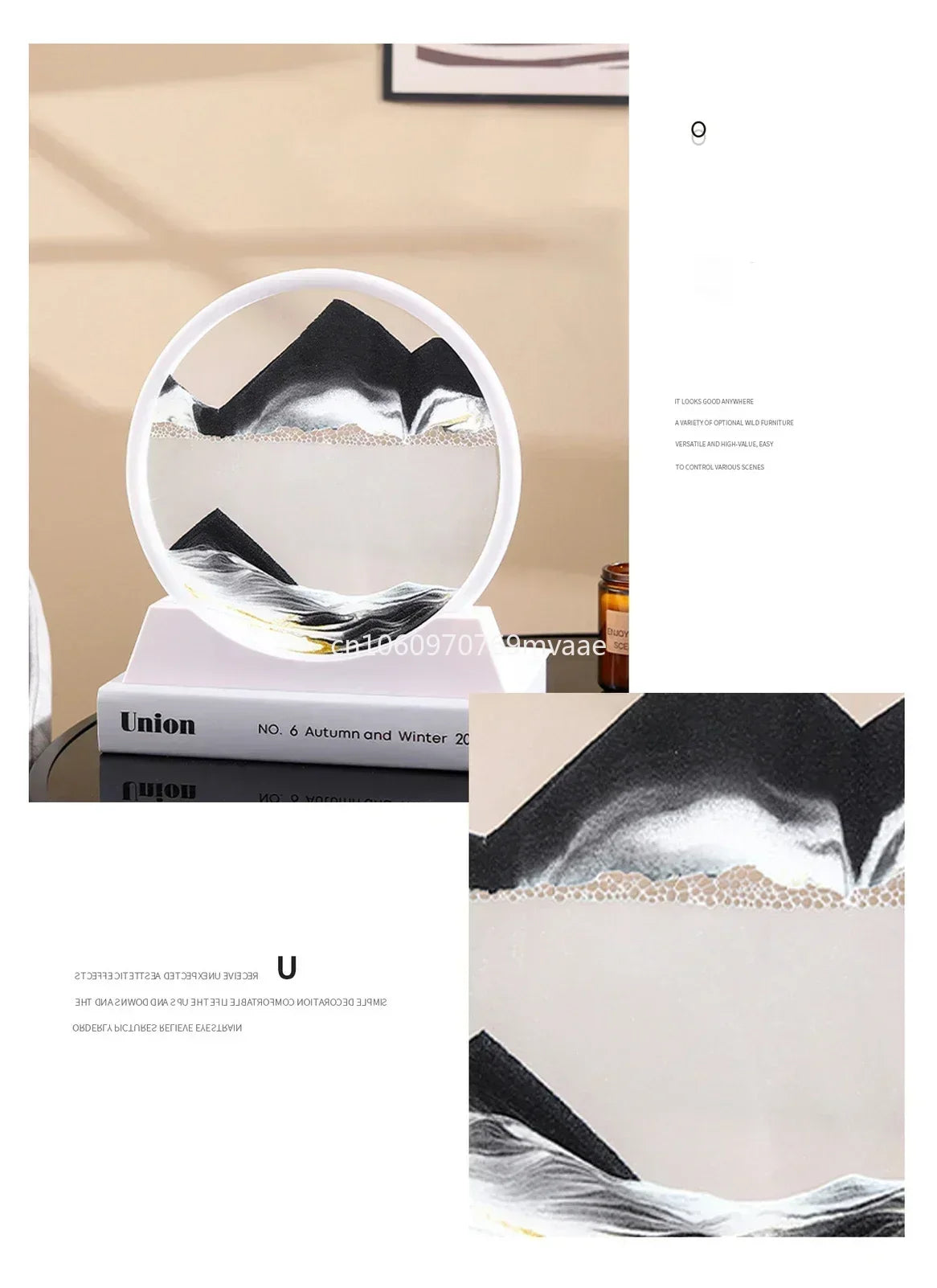 Sandscape Moving Sand Art Frame Quicksand 3D Dynamic Liquid Hourglass Kinetic Sand Painting Flowing Sand Office Home Decor Gifts - LUCKY COLLECTION