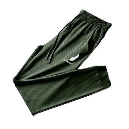 Casual Men Trousers Male Joggers Pants Feather Print Pockets Lace - up Sweatpants Stretchy - LUCKY COLLECTION