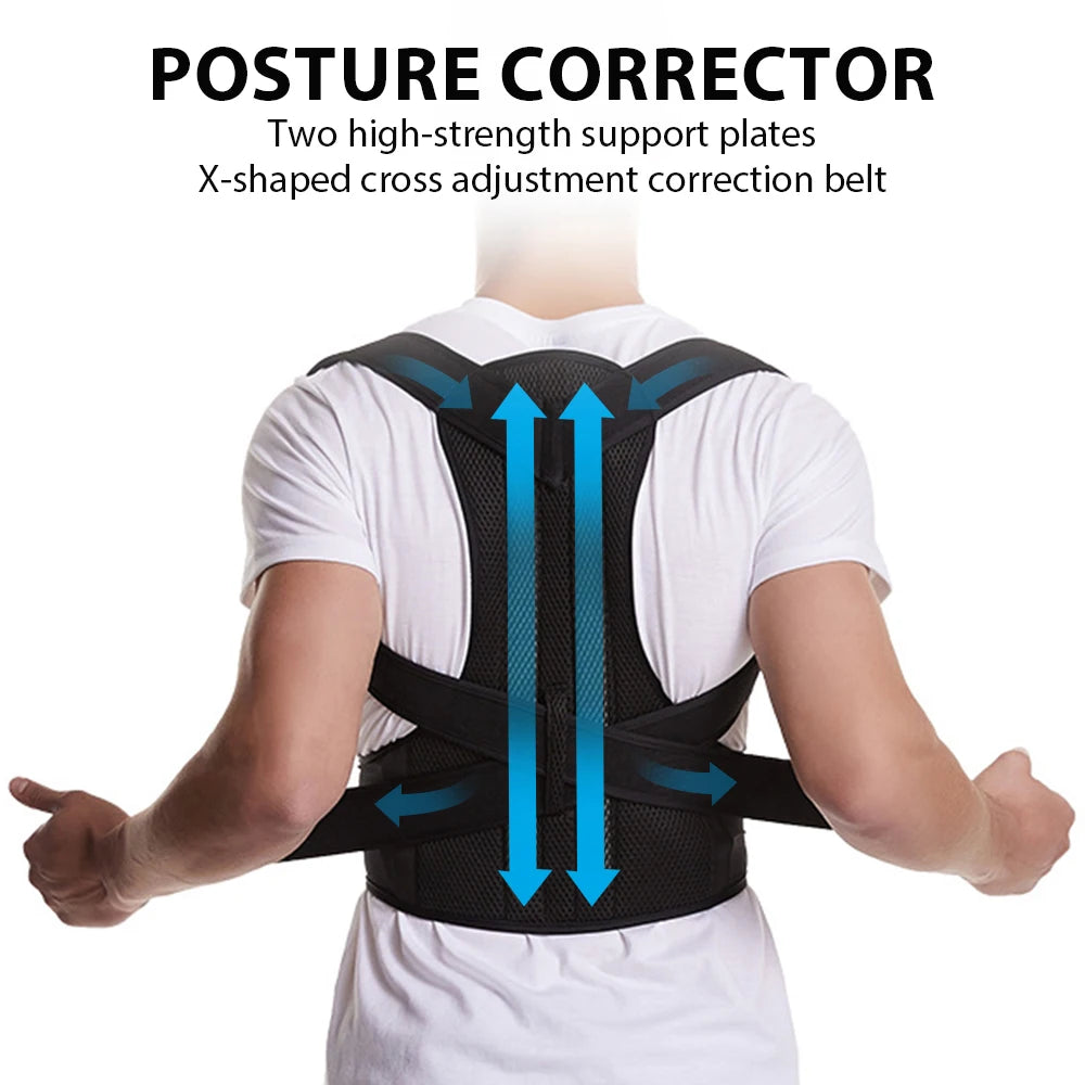 Back Brace Posture Corrector for Women & Men, Adjustable Back Lumbar Support Belt Shoulder Posture Support for Improve Scoliosis - LUCKY COLLECTION