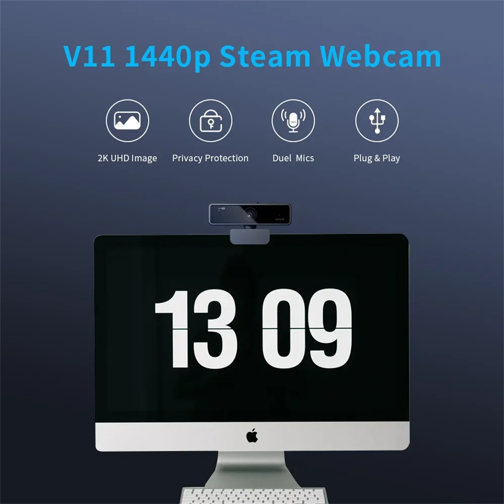 V11 2K Webcam for PC, 1080P 60FPS FHD 90° Web Camera with Microphone&Privacy Cover,USB Plug&Play for Mac/Laptop/Desktop/Computer - LUCKY COLLECTION