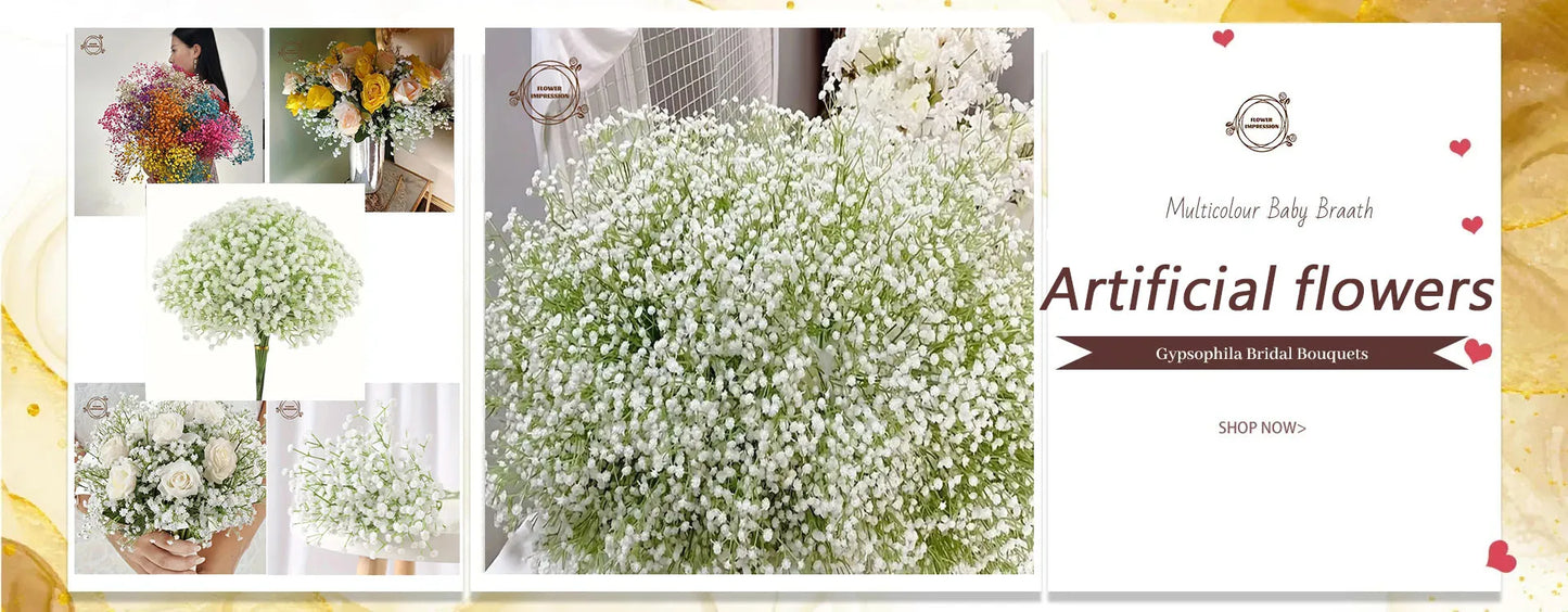 50pcs Dry Flowers Baby's Breath Bouquet Gypsophila Floral Arrangement Wedding Party Decor Vase DIY Table Pampas Grass Decoration - LUCKY COLLECTION