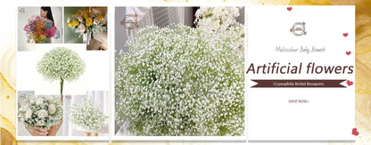 50pcs Dry Flowers Baby's Breath Bouquet Gypsophila Floral Arrangement Wedding Party Decor Vase DIY Table Pampas Grass Decoration - LUCKY COLLECTION
