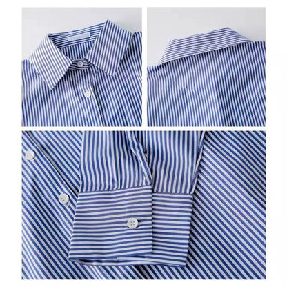Classic Striped Lantern Sleeve Blouse – A Statement Piece - LUCKY COLLECTION