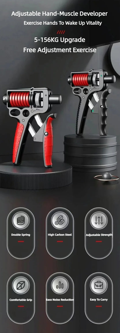 5-165Kg Adjustable Heavy Hand Grip Exercise Strengthener Gripper Finger Expander Arm Wrist Forearm Trainers Fitness Steel Spring - LUCKY COLLECTION