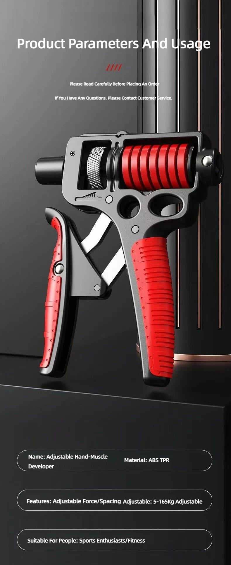 5-165Kg Adjustable Heavy Hand Grip Exercise Strengthener Gripper Finger Expander Arm Wrist Forearm Trainers Fitness Steel Spring - LUCKY COLLECTION