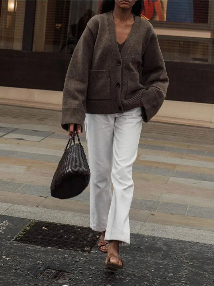 Classic V - Neck Pocket Cardigan – A Timeless Essential - LUCKY COLLECTION