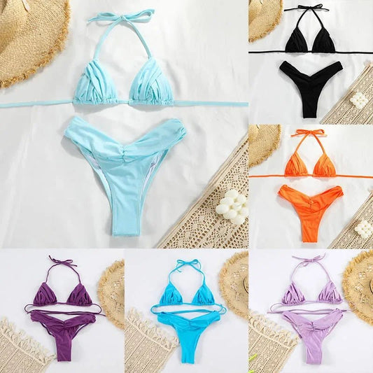Bandage Bikinis Set Sexy Bikini Sets Solid Swimsuit Women Beachwear 2025 - LUCKY COLLECTION