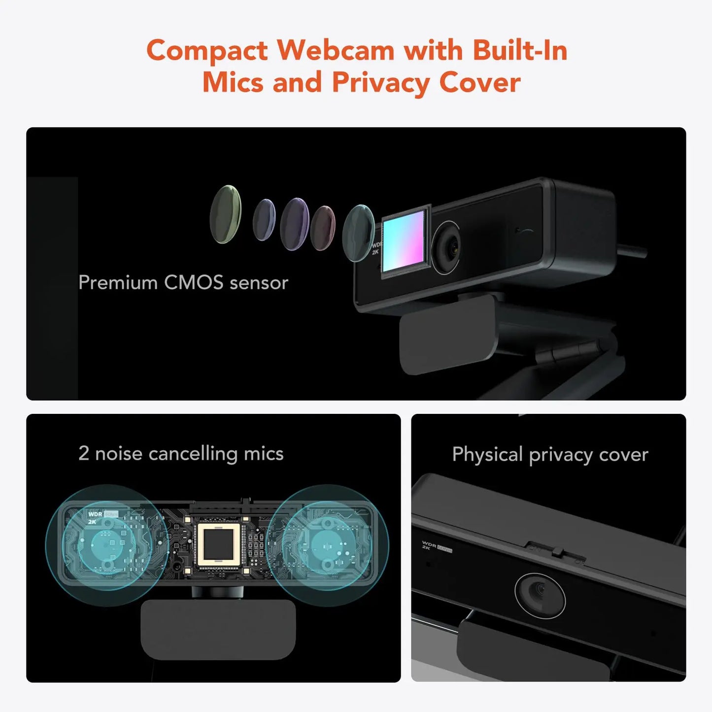 V11 2K Webcam for PC, 1080P 60FPS FHD 90° Web Camera with Microphone&Privacy Cover,USB Plug&Play for Mac/Laptop/Desktop/Computer - LUCKY COLLECTION