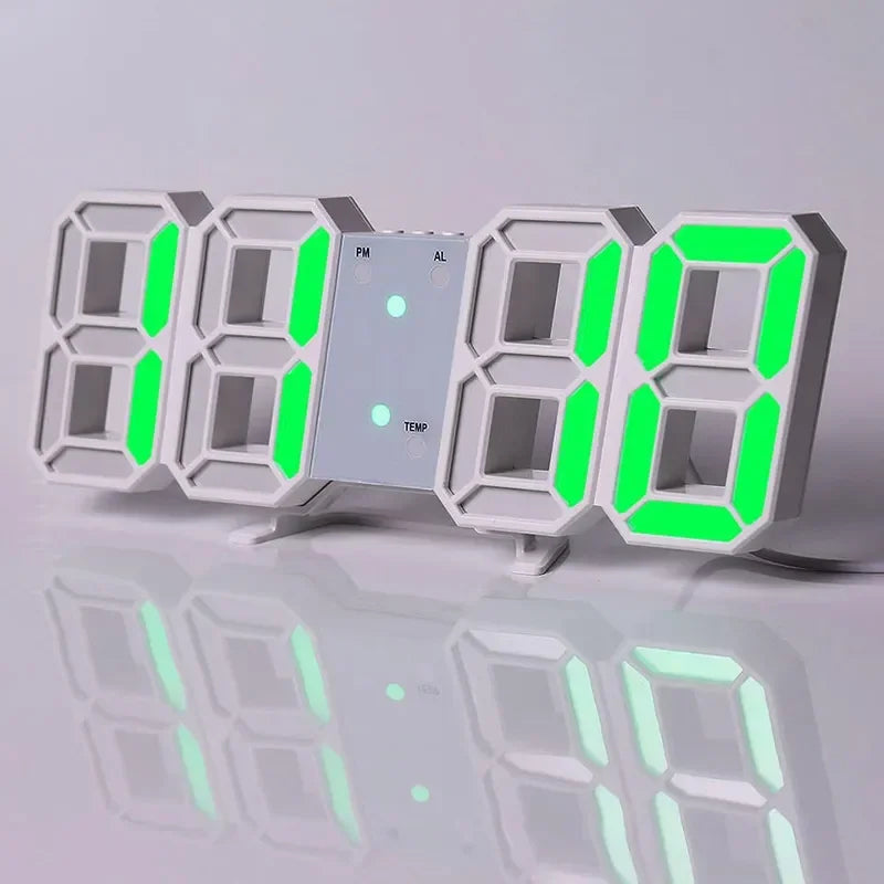 3D LED Digital Alarm Clock Wall Clock Times Date Temperature Suitable for Home Kitchen Clock Decoration Clocks Decor Garden - LUCKY COLLECTION