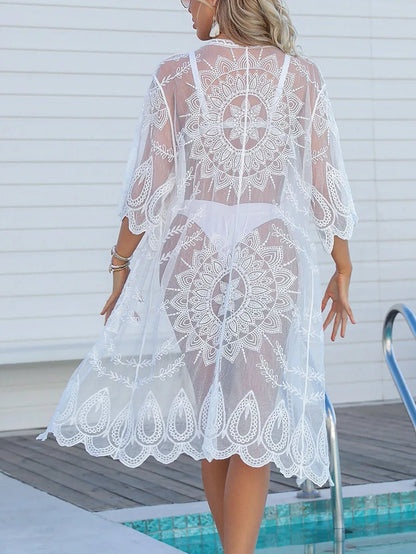 One Size Fashion Women Loose Beach Wear Beach Dress Lace Sun - proof Clothing. - LUCKY COLLECTION