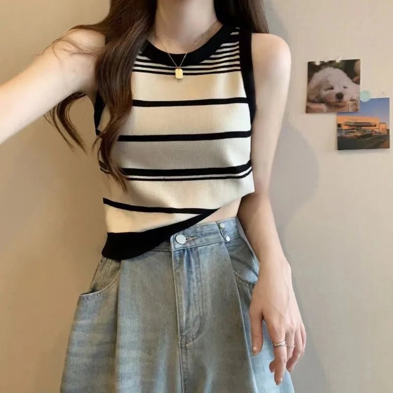 Striped Knit Sleeveless Tank – A Versatile Layer - LUCKY COLLECTION