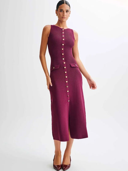 Stylish Knit Ribbed Cardigan Maxi Dress – Elegant Long Dress with Pockets - LUCKY COLLECTION