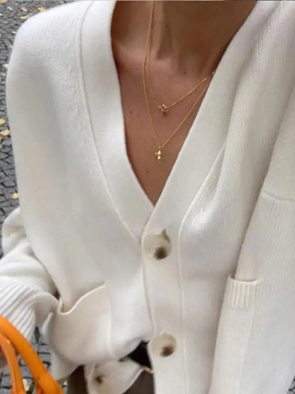 Classic V - Neck Pocket Cardigan – A Timeless Essential - LUCKY COLLECTION