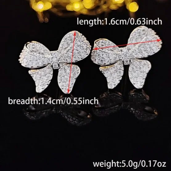 Romantic Bowknot Women Stud Earrings Full Paved Shiny Crystal Zircon Delicate Girl Accessories. - LUCKY COLLECTION