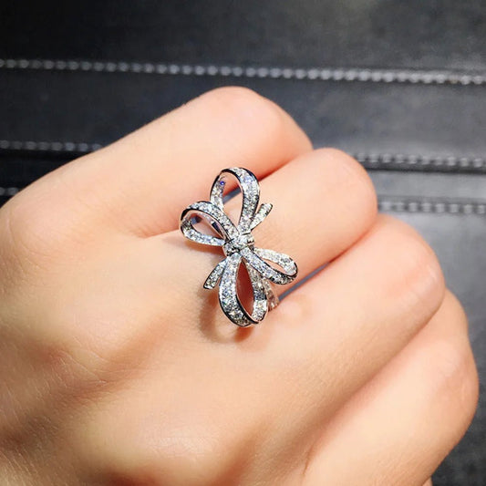 Huitan Romantic Bow Shape Cubic Zirconia Wedding Bands Rings for Women. - LUCKY COLLECTION