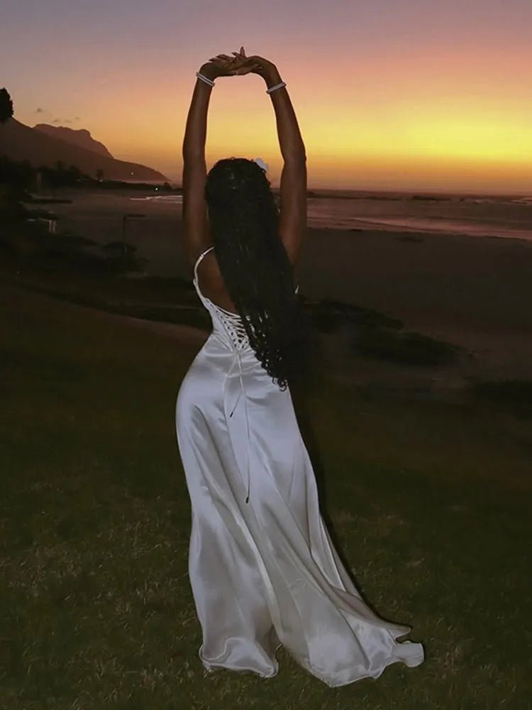 Lace - Up Maxi Dress – Beachy Vibes & Evening Glam - LUCKY COLLECTION