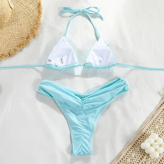 Bandage Bikinis Set Sexy Bikini Sets Solid Swimsuit Women Beachwear 2025 - LUCKY COLLECTION