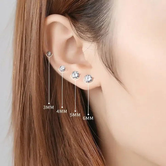100% Real 925 Sterling Silver Jewelry Women Fashion Cute Tiny Clear Crystal. - LUCKY COLLECTION