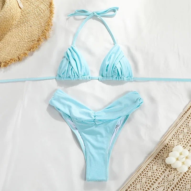 Bandage Bikinis Set Sexy Bikini Sets Solid Swimsuit Women Beachwear 2025 - LUCKY COLLECTION