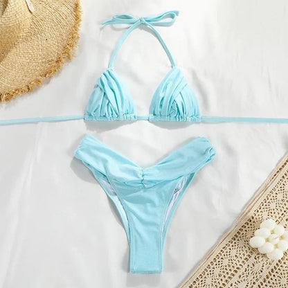 Bandage Bikinis Set Sexy Bikini Sets Solid Swimsuit Women Beachwear 2025 - LUCKY COLLECTION