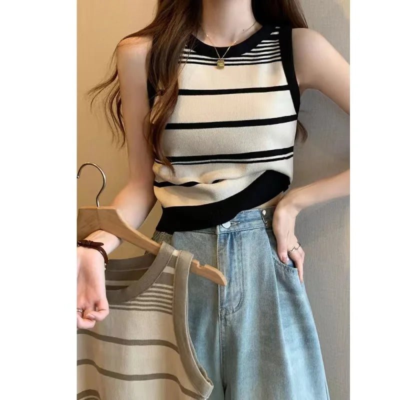 Striped Knit Sleeveless Tank – A Versatile Layer - LUCKY COLLECTION