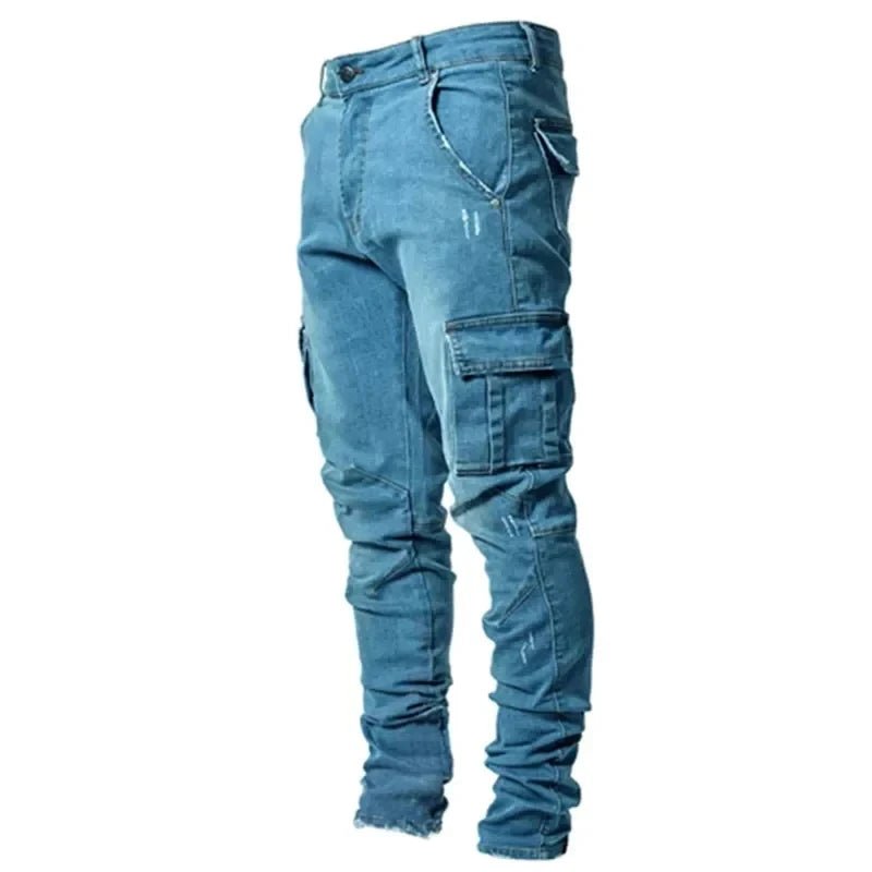 Multi - Pocket Cargo Jeans – Stylish Elastic Denim for Everyday Comfort - LUCKY COLLECTION