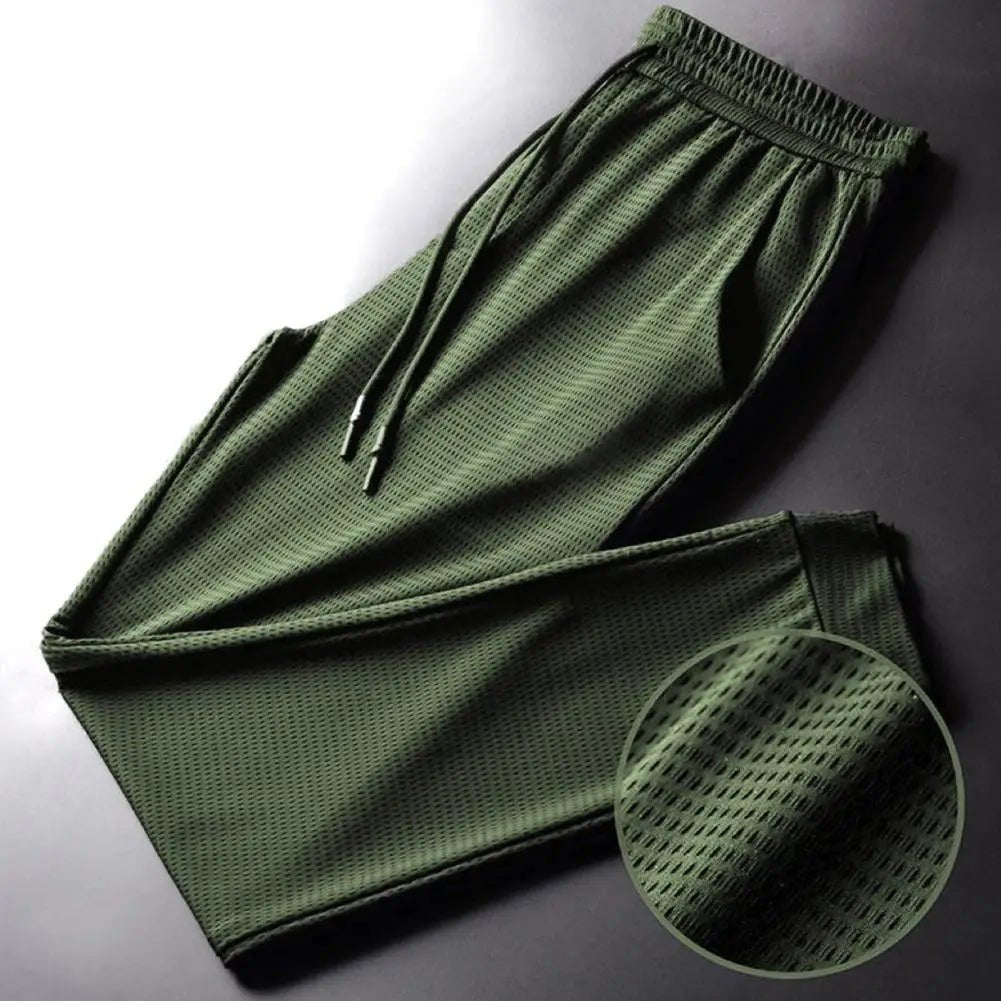 Casual Men Trousers Male Joggers Pants Feather Print Pockets Lace - up Sweatpants Stretchy - LUCKY COLLECTION