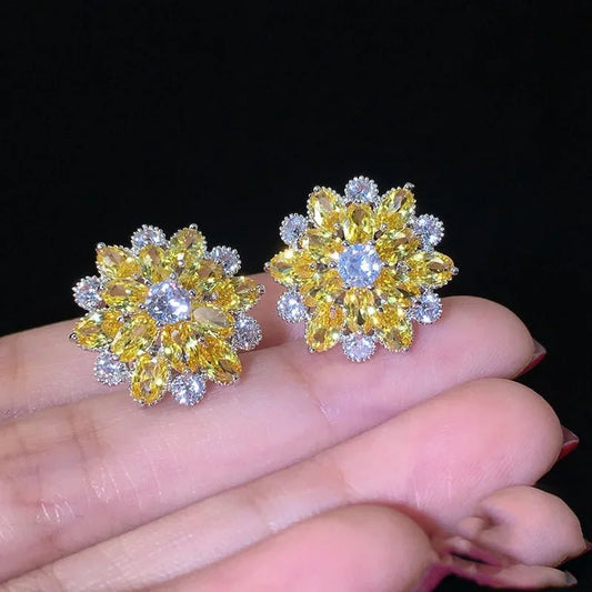 Cute Big AAAAA Bling Cubic Zirconia 925 Silver Needle Stud Earrings. - LUCKY COLLECTION