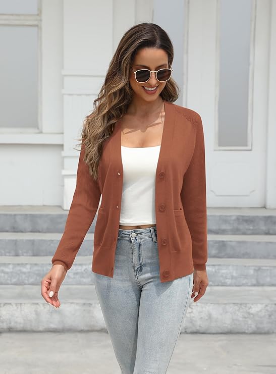 Classic V - Neck Pocket Cardigan – A Timeless Essential - LUCKY COLLECTION